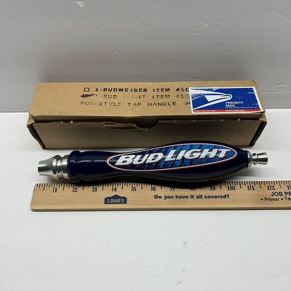 AJS Budweiser Bud Light Beer Draft Handle NEW in box Blue Pub Style Tap - Picture 4 of 7